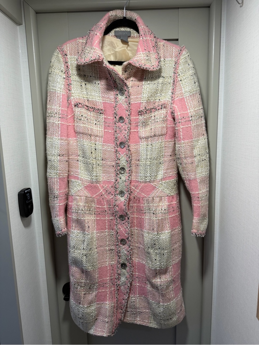 Vintage Eccoci Pink & Cream Plaid Coat